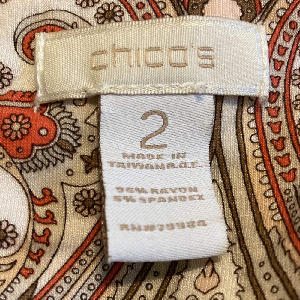Chicos Paisley Blouse Size 2 - Picture 2 of 5